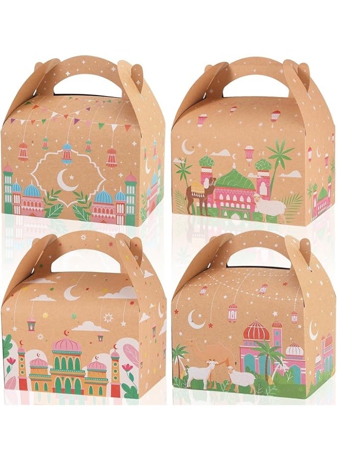 8PCS Ramadan Eid Kraft Paper Gift Bags – Islamic Pattern Candy & Biscuit Boxes for Eid, Hajj & Umrah Favors - Image 1